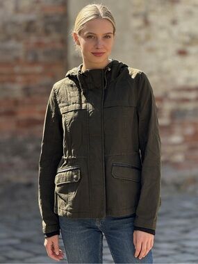 NWT Sebby Winter Olive Utility Jacket Faux Fur Lined Hooded Coat Small
